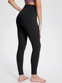 Damen Winter-Reithose Fleece-Reithose Vollbesatz Reithose Rei verschluss-Taschen Leggings