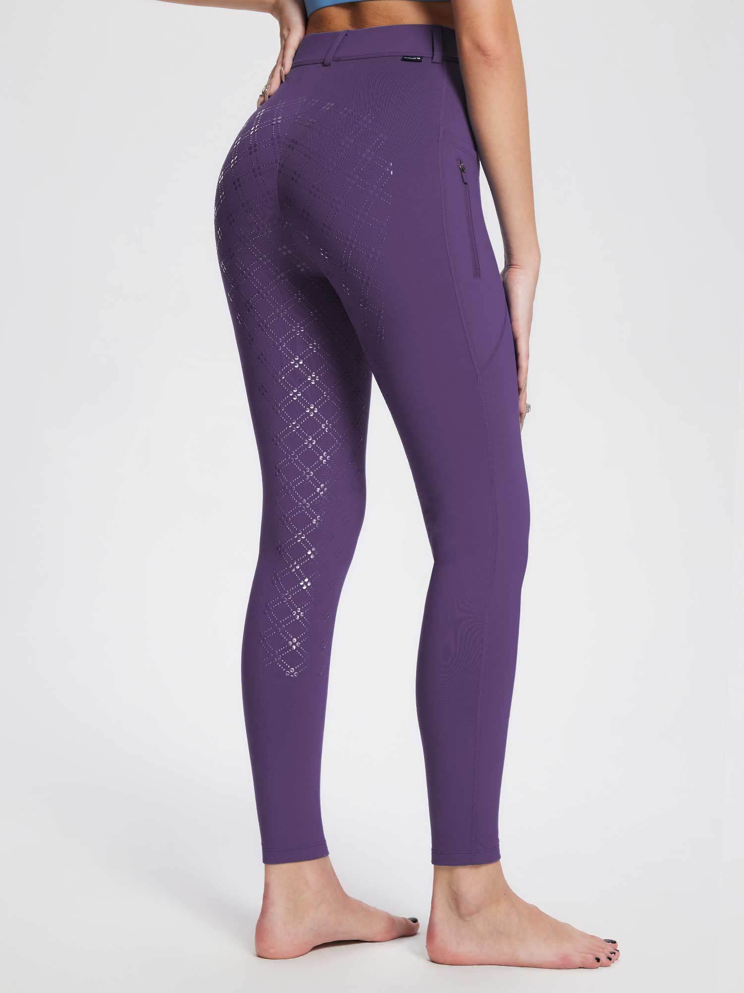 Damen Winter-Reithose Fleece-Reithose Vollbesatz Reithose Rei verschluss-Taschen Leggings