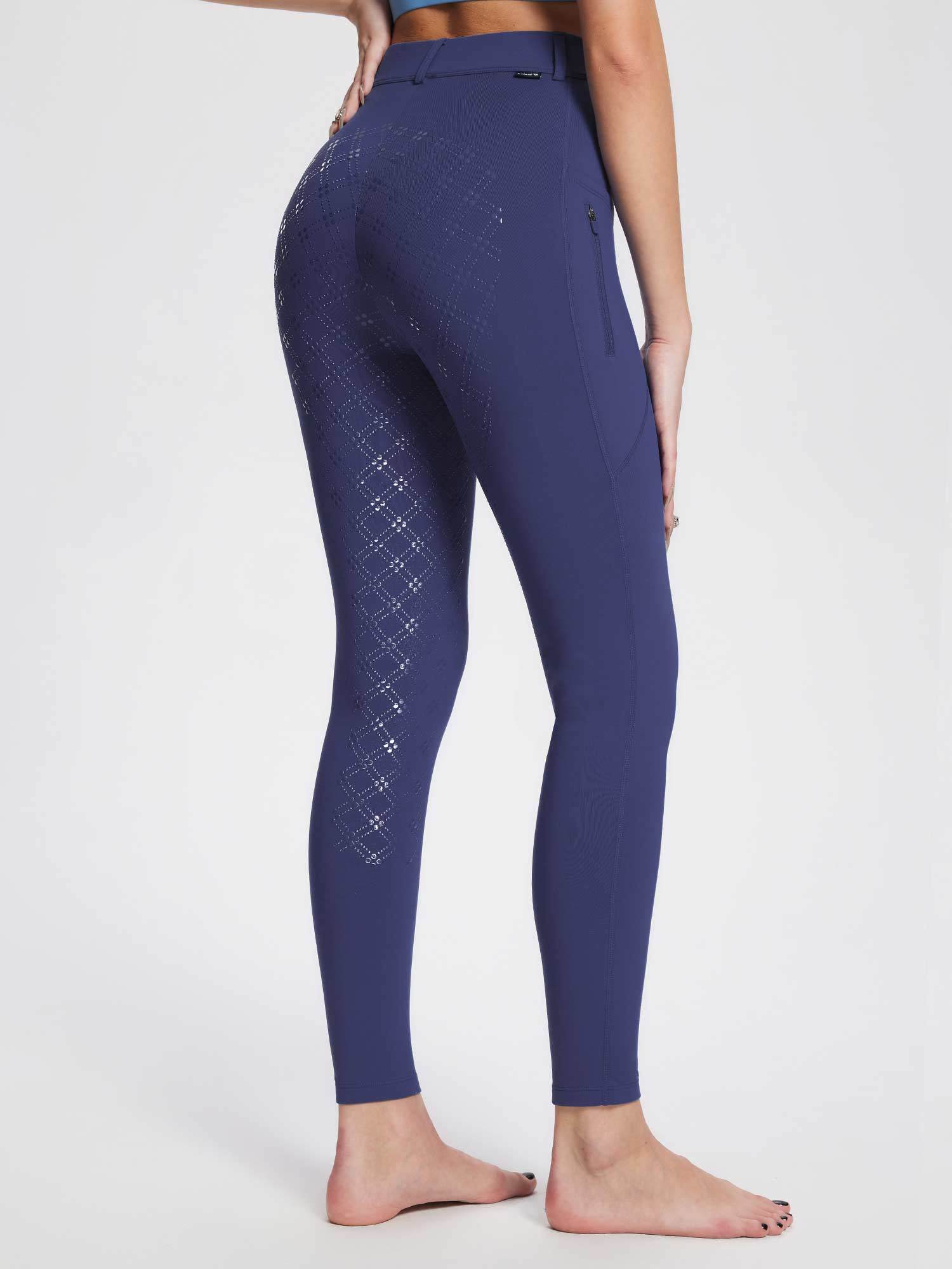 Damen Winter-Reithose Fleece-Reithose Vollbesatz Reithose Rei verschluss-Taschen Leggings