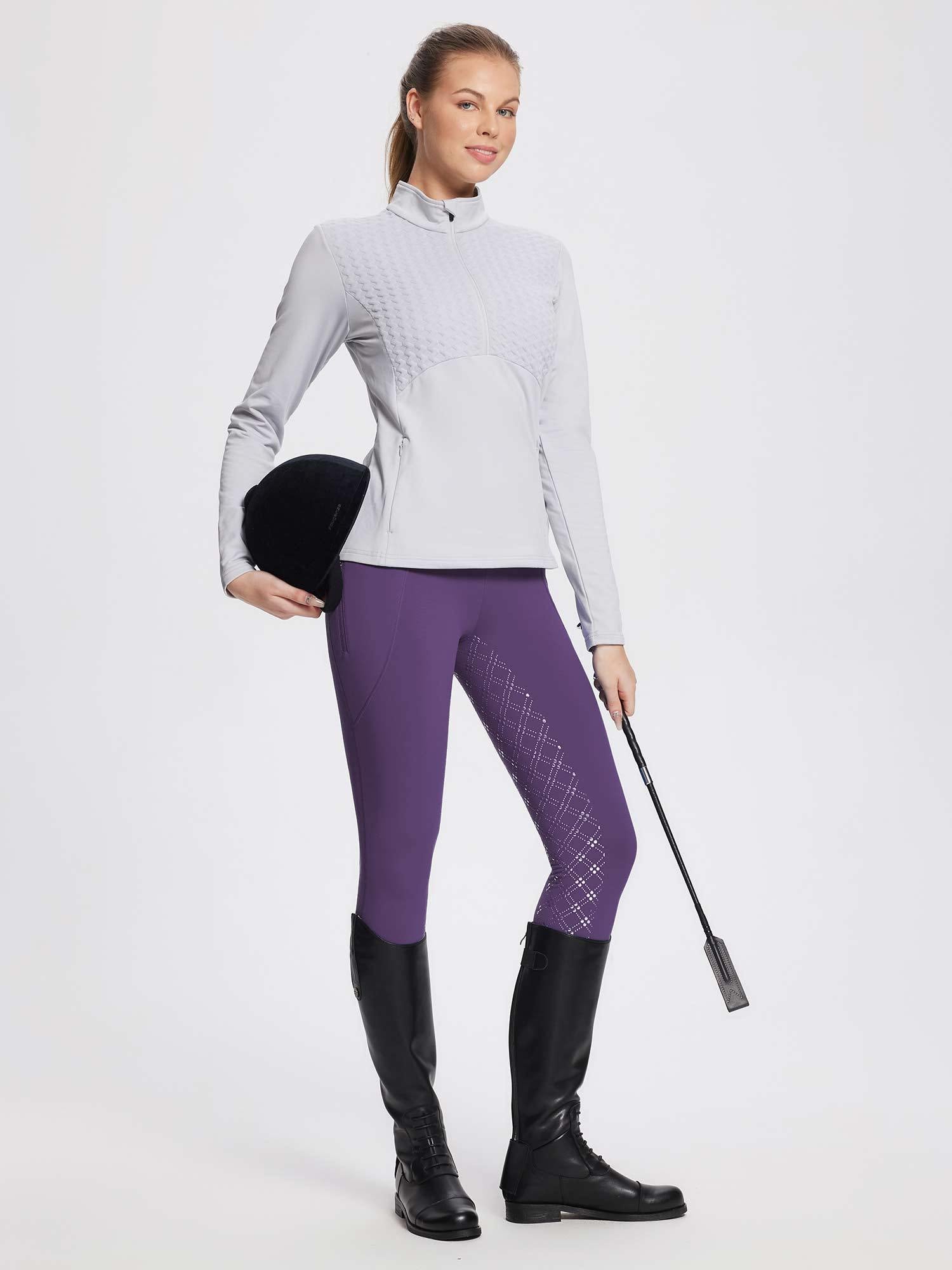 Damen Winter-Reithose Fleece-Reithose Vollbesatz Reithose Rei verschluss-Taschen Leggings