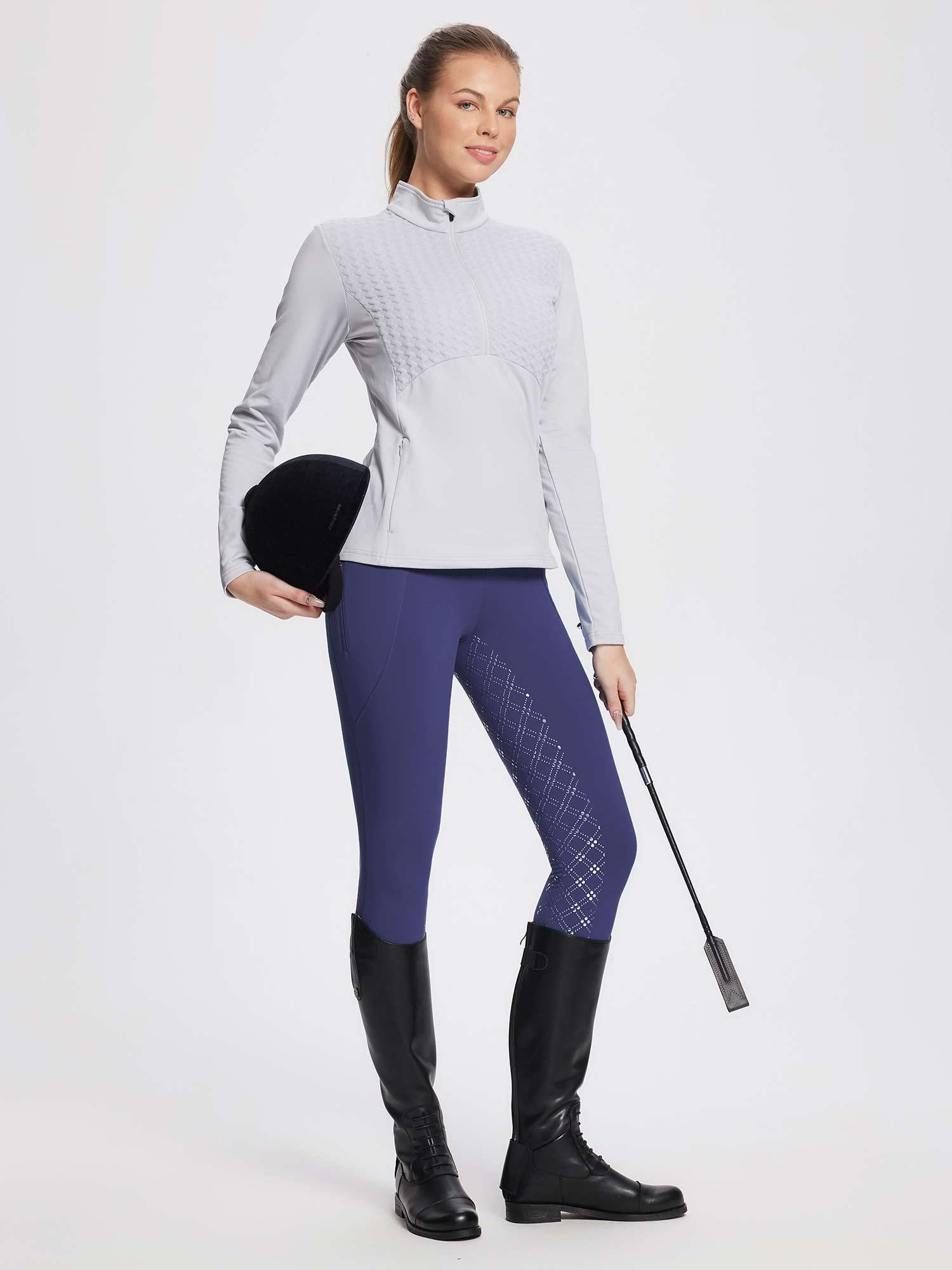 Damen Winter-Reithose Fleece-Reithose Vollbesatz Reithose Rei verschluss-Taschen Leggings
