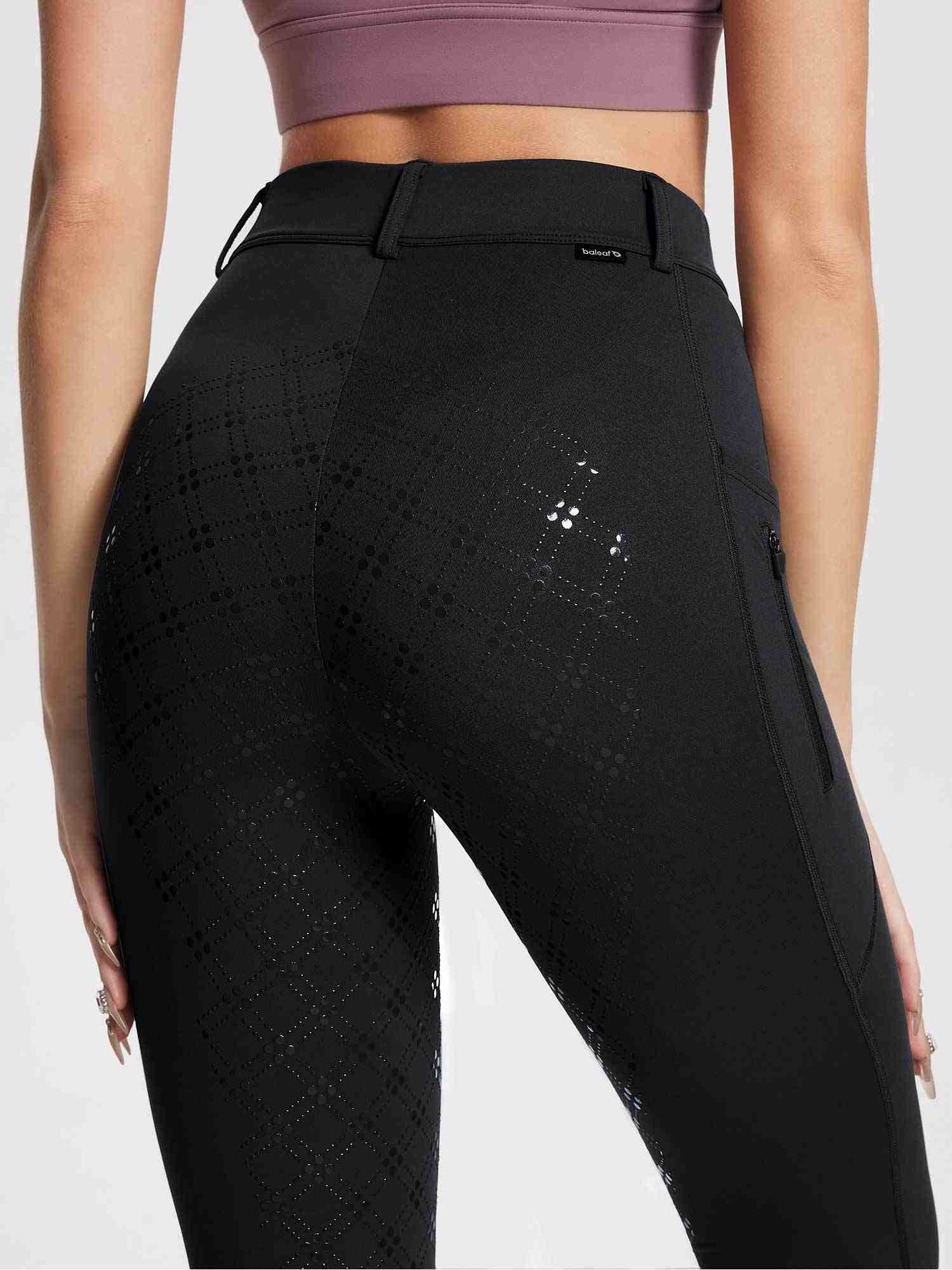 Damen Winter-Reithose Fleece-Reithose Vollbesatz Reithose Rei verschluss-Taschen Leggings