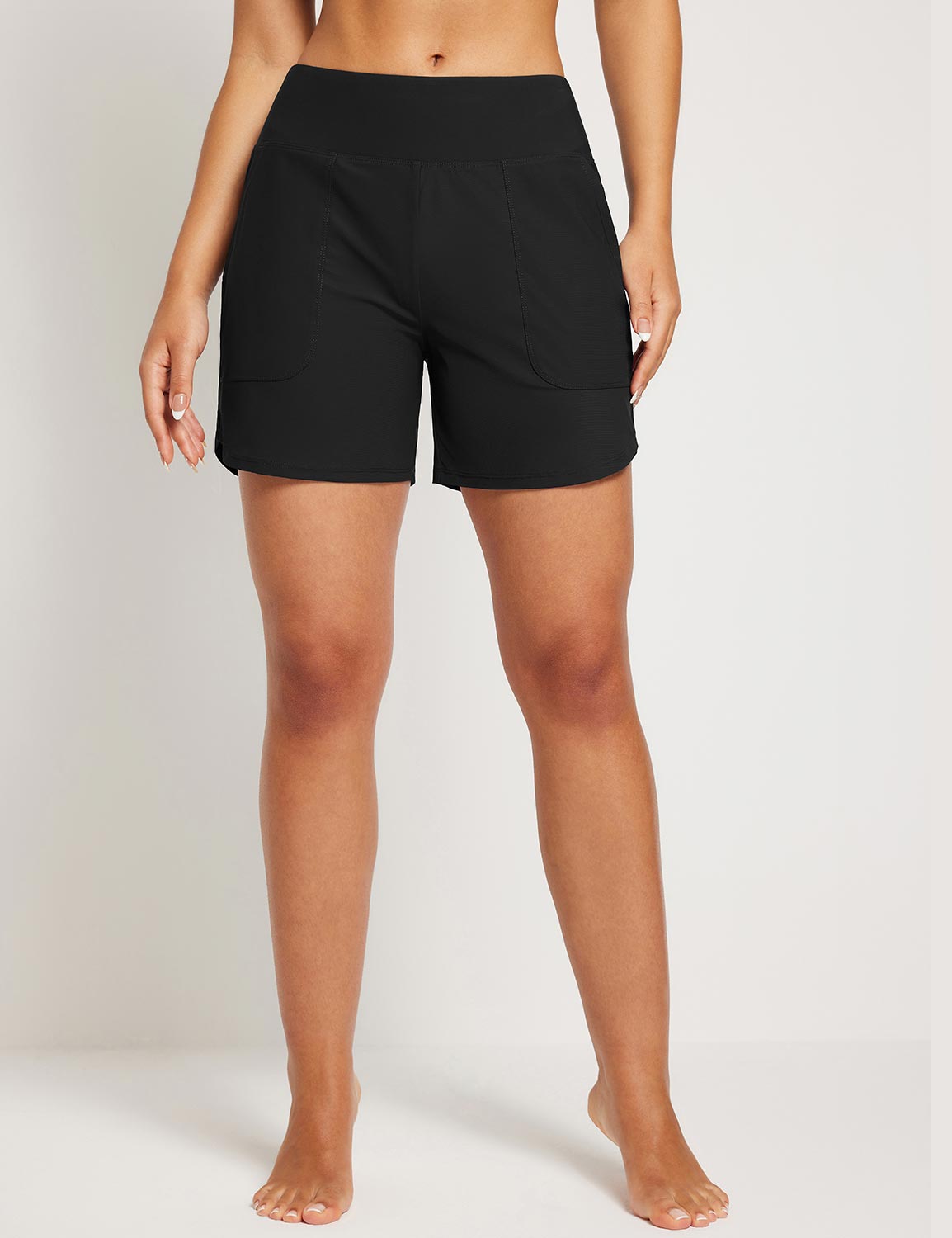 Damen Bauchkontrolle UPF50+ Hohe Taille Badehose Schnell Trocknend mit Taschen 5" Schwimmhose