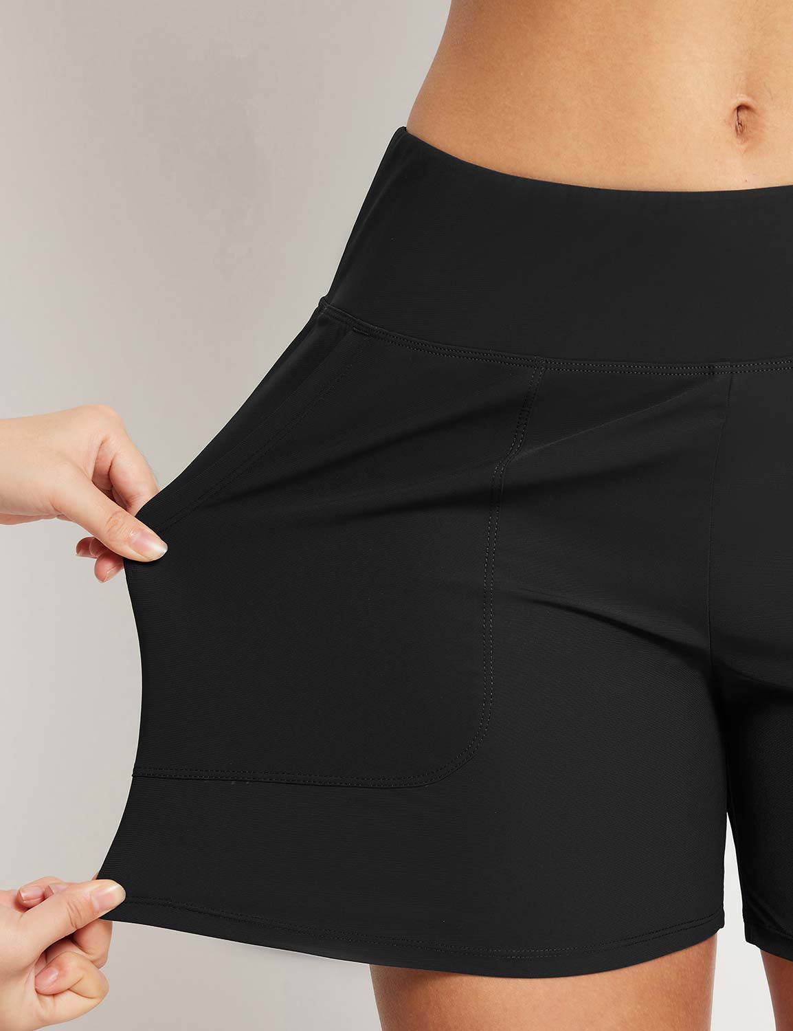 Damen Bauchkontrolle UPF50+ Hohe Taille Badehose Schnell Trocknend mit Taschen 5" Schwimmhose