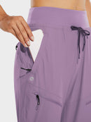 Damen Cargo Jogginghose 27'' Leichte Wanderhose Atmungskativ Schnelltrocknend Workout Lounge Casual Outdoor Funktionshose