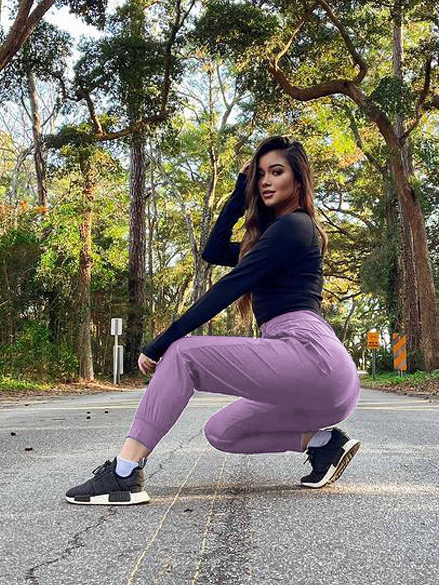 Damen Cargo Jogginghose 27'' Leichte Wanderhose Atmungskativ Schnelltrocknend Workout Lounge Casual Outdoor Funktionshose